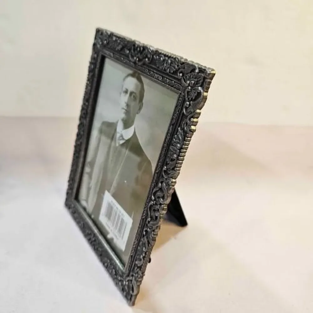 Ornate Pewter-Tone Metal Picture Frame